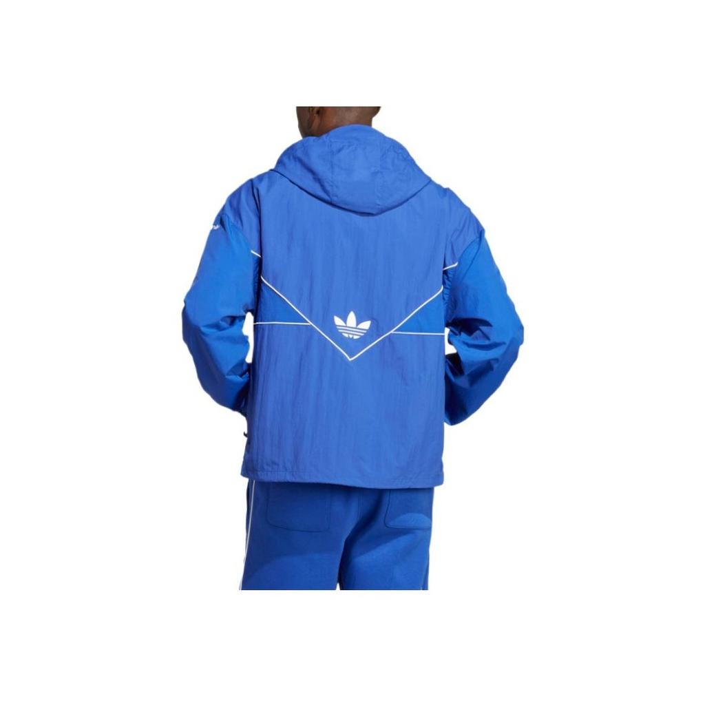 Adidas Мужская куртка Originals Solid Logo с вышитым логотипом на молнии с капюшоном, синяя HR3321