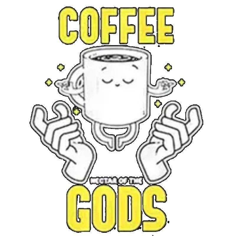 Футболка оверсайз Черный Кофе Боги Чашка с Руками Графический принт Повседневная одежда