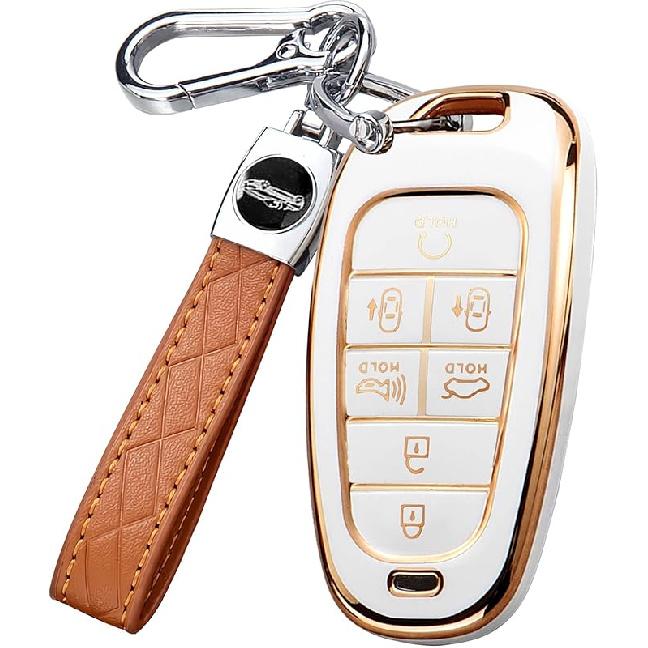 for Hyundai Key Fob Cover with Keychain, Premium TPU Key Case shell for 2024 Hyundai Sonata, Santa Fe, Nexo, Tucson Remote Smart Car Key Fob