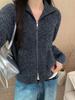 Women's Thickened Wool Sweater Coat with High Collar and Double-Headed Zipper