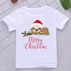 Счастливого Рождества Санта Клаус машина Графический принт Футболка Девочки/Мальчики Детская одежда Смешная Харадзюку Каваи Дети Летние топы Футболка