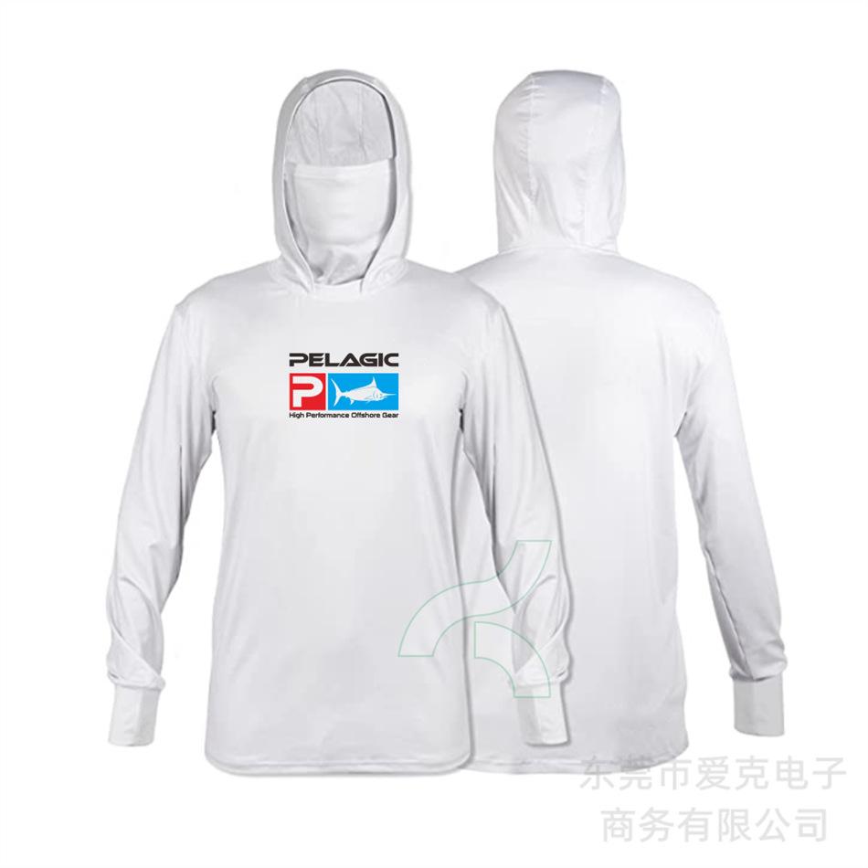 Pelagic Fishing Suit Summer Sportswear Men's Hooded Mask Fishing Shirt Quick-Drying Breathable T-Shirt