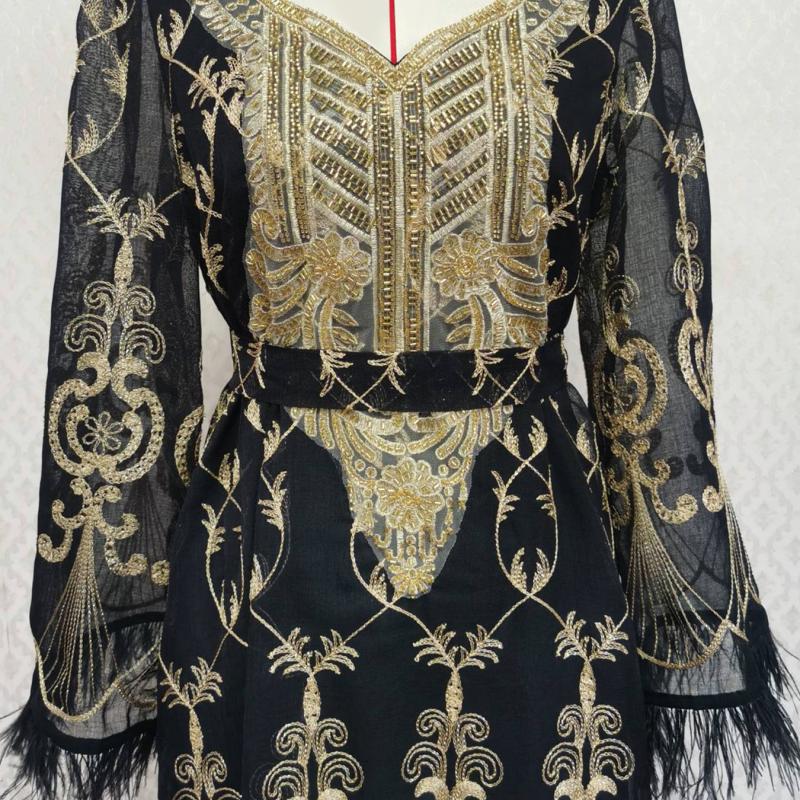 Арабский вышитый стикер платье мусульманский банкетный халат