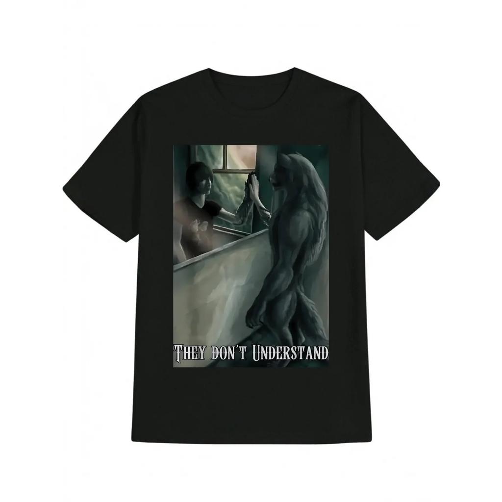Funny Men's T-shirt Fashion Summer Short Sleeve Pattern Black T-shirt Retro Black Humorous Men's Gift