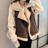 Women's 2024 Spring & Autumn Korean Style Lambswool Faux Suede Vest - Trendy Loose Fit Fur & Leather Jacket