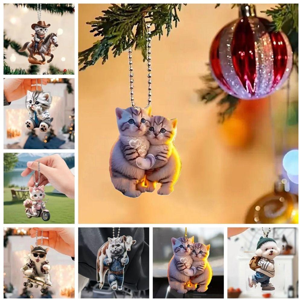 Подвеска для сумки Кот Брелок для ключей от машины Кольцо для ключей от машины Украшение для машины Модная акриловая подвеска Салон автомобиля