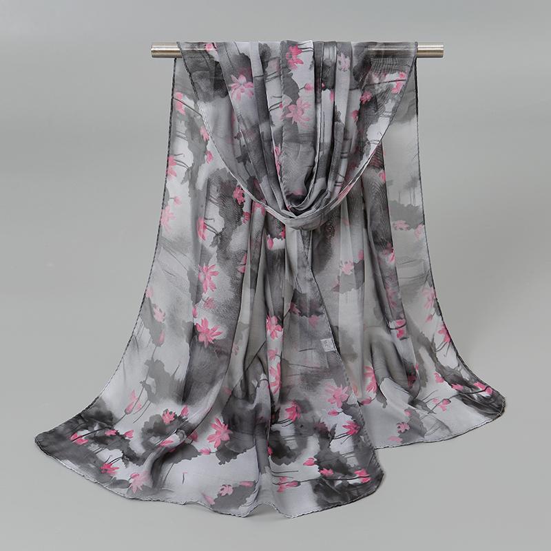 Новые шифоновые шарфы в индийском стиле, женские, дышащие, тонкие, из имитации шелка, женский платок и накидки, женский хиджаб с принтом, шаль