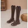 Новые осенне-зимние сапоги до колена на молнии сзади 2024, модные женские сапоги высокого качества, однотонные женские ботильоны