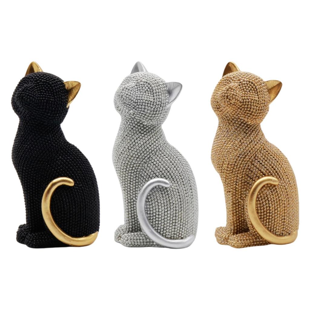 Cat Statue Collectible Tabletop Ornament for Living Room New Year Office