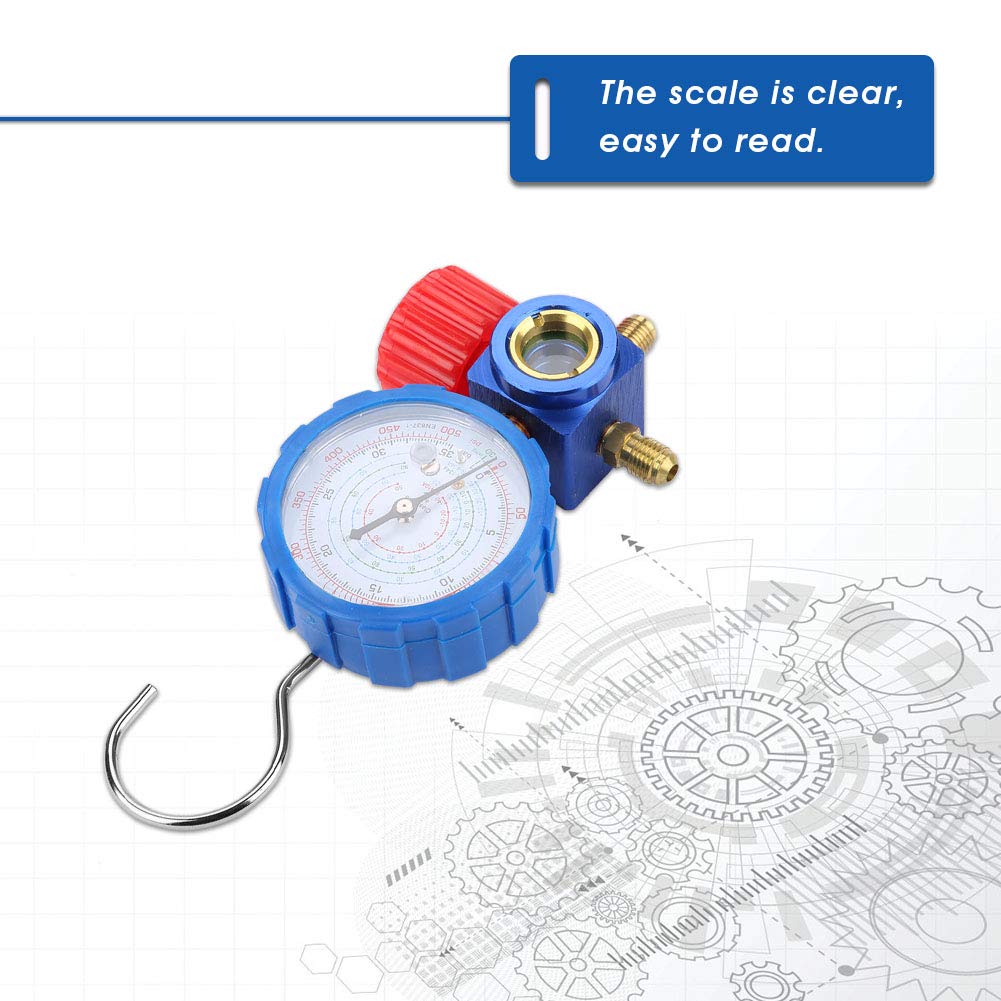 AUNMAS AC Manifold Set with Visual Mirror, Professional HVAC Refrigerant Gauges for R12 R22 R134a R410a, 3 Way Valve Charging Kit