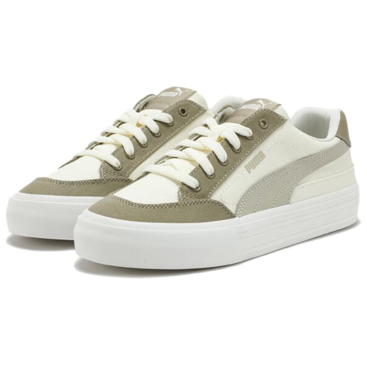 Puma Court Classic Vulc Fs Comfortable Versatile Low-Top Skate Shoes Unisex Sneakers White Gray Brown 396353-30