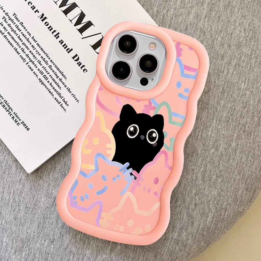 Чехол для iPhone 11 15 Plus 13 14 8 XR 16 Pro Max 17 Air 12 Мягкая накладка на телефон Мультяшный милый кот