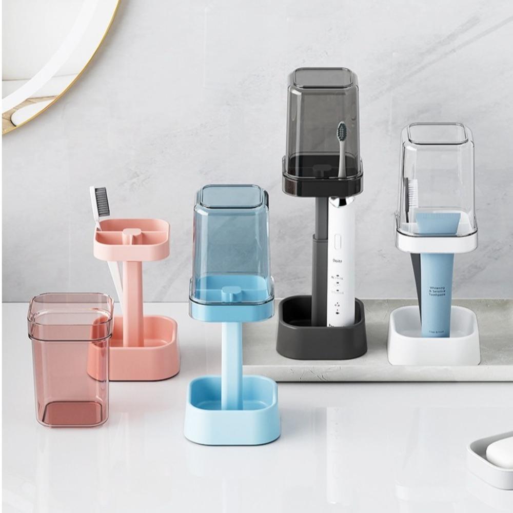 Adjustable Height Toothbrush Holder Dust Drainage Storage Box Toothbrush Organizer Bathroom