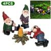 4pcs/set Fairy Garden Decorations My Little Friend Drunk Gnome Dwarfs Statue