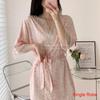 Ladies Pajama Set Summer Silk Kimono Robe Print Leopard Print 3 Piece Sleeping Set Camisole Shorts Lace Pajamas