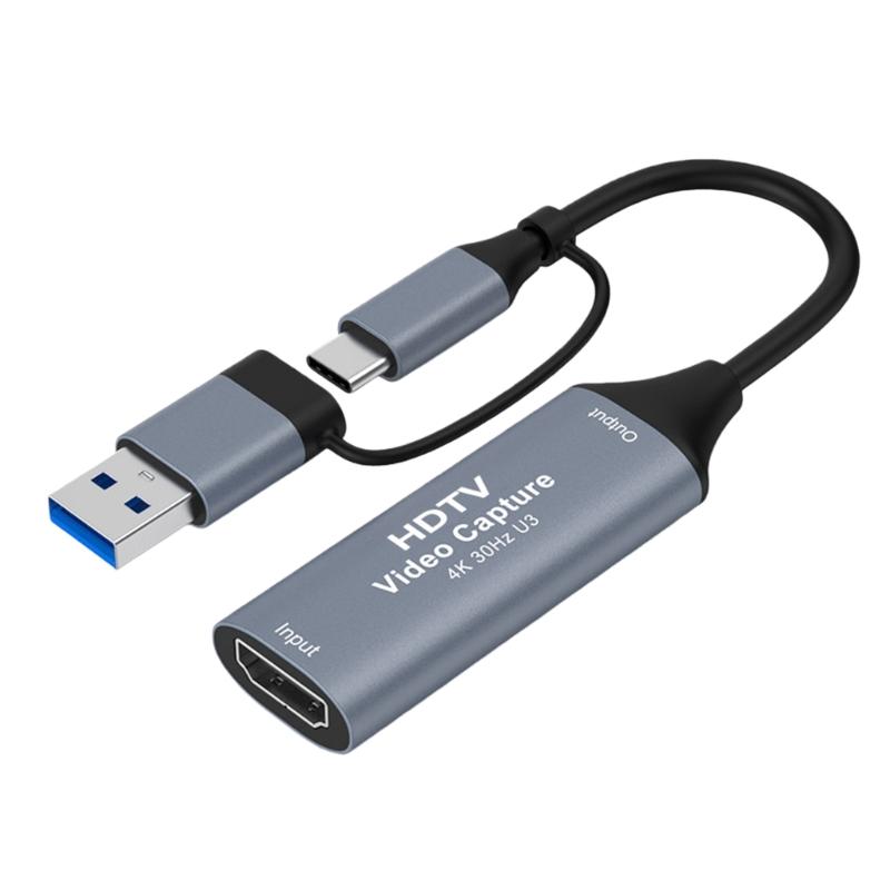 Карта захвата видео для игр Type C+USB на HDTV 4K 30 Гц 1080P 60 Гц Регистратор Видеокамера для видеоигр Конвертер с низкой задержкой