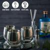 Verres à vin sans pied - oak &amp; steel - acier inoxydable - 350ml - inclus 4 pailles et 2 brosses