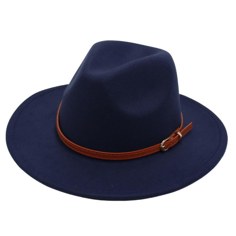 Пряжка для ремня Ностальгическая модель цилиндра Джазовая шляпа Мужская и женская Темпераментная фетровая шляпа Элегантная шерстяная шляпа
