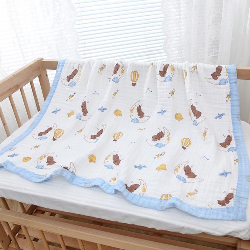 Large Size Infant Bath Blanket High Density Gauze Bath Towel 6-layer for Delicate Skin Quick Drying and Breathable