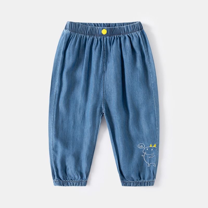 Lyocell Jeans Summer Children Anti Mosquito Pants Boys' Casual Pants Thin Dinosaur Pants Child Air Conditioner Pants