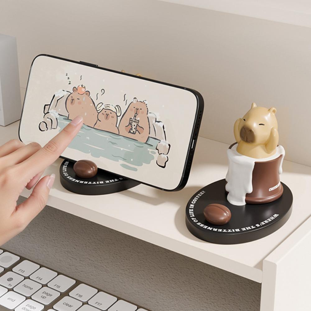 Ornament Capybara Doll Phone Holder Animal Figurines Capybra Model Toy  Decorative Gifts