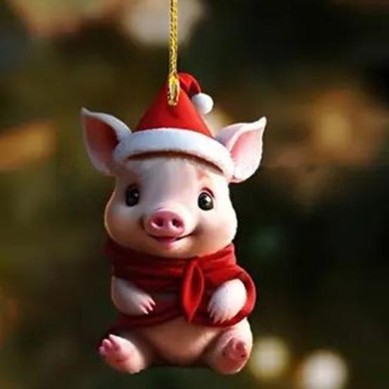 Качающийся кот, подвесное зеркало для автомобиля, украшение в рождественской шапке, подвесное украшение для автомобиля, акриловое универсальное украшение для автомобиля