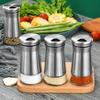 Набор из 2 солонок и перечниц с регулируемыми отверстиями для заливки, стеклянная бутылка из нержавеющей стали для приправ, дозатор для специй, легко заполняемые банки для специй