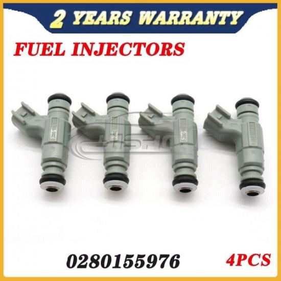 0280155976 Set of 4 Fuel Injectors for 2001-2003 Chrysler PT Cruiser 2.4L L4 Gas