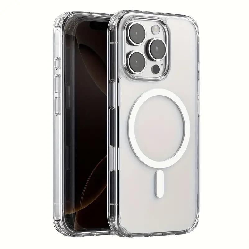 Прозрачный чехол для телефона для 17 16 Pro Max 13 12 Mini 11 14 15 Plus 16E 17 Air Для беспроводной зарядки Magsafe Магнитная крышка