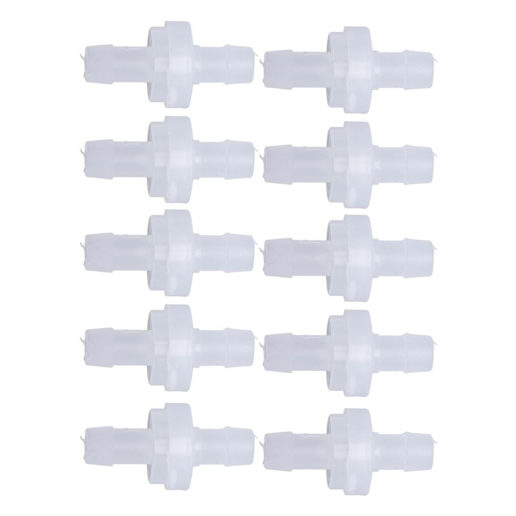 10PCS Barb Check Valve PP Plastic Ozone Resistant Diaphragm Single Way Water Stop Valve 7.9mm Translucent