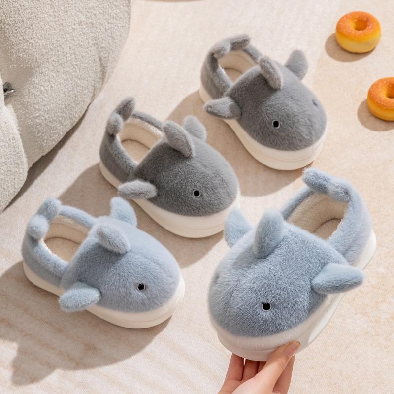Children's Cotton Shoes Boys Winter New Indoor Home Piled Thickened Whale Bag and Slippers Women's Autumn and Winter