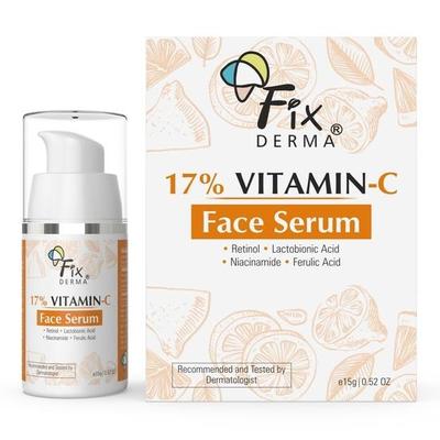 Fixderma 17% Сыворотка для лица с витамином C для сияющей кожи | Сыворотка для лица с ретинолом | Осветляющая сыворотка с витамином C для женщин и мужчин | Ночная сыворотка для лица против старения