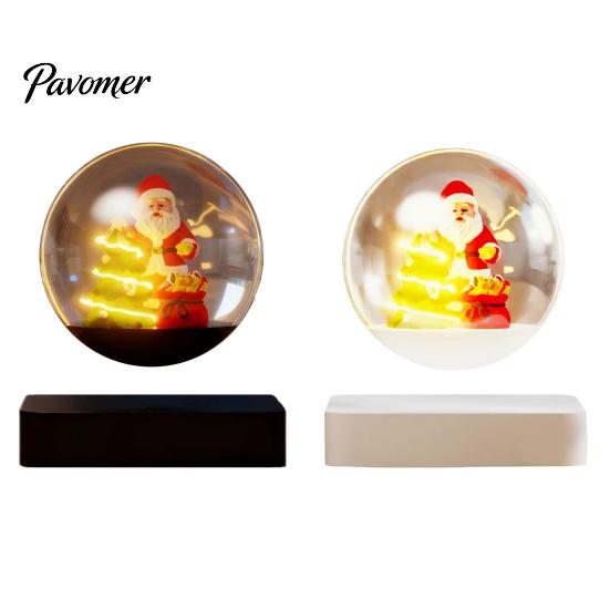Holiday Centerpiece for Mantels Magnetic Levitation Santa Claus Ornament, Floating Lighted Christmas Tree with Rotating Decorative ABS Ornament