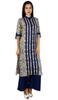 Bimba Women Blue Mandarin Collar Cotton Kurta Straight Kurti With Pockets Casual Summer Tunic