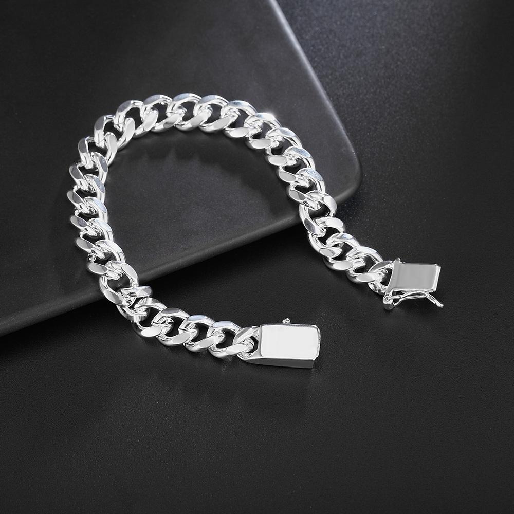 10mm Side Chain Bracelet 925 Sterling Silver Fashion Jewelry