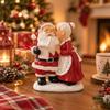 Vintage Style Santa Couple Statue Resin Santa Claus Figurine Xmas Mini Sculpture  Festive Tabletop