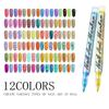 12 Color Quick Dry Nail Art Pens Fine Tip for Precise Drawing Not Require Lamp Water Based Safe for DIY Manicures