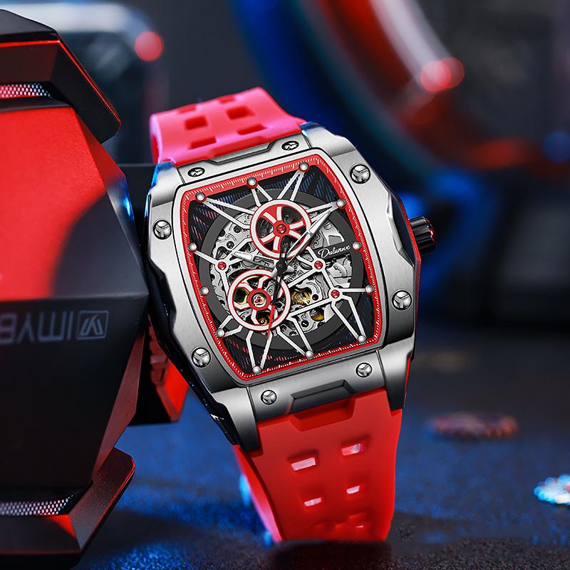 Dulunwe Мужские автоматические механические часы в форме винной бочки, роскошные светящиеся водонепроницаемые модные креативные крутые часы