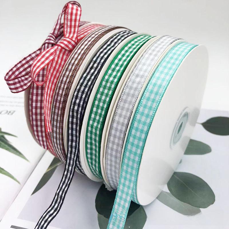 1cm Wide Plaid Ribbon for Cake Packaging, Flower Bouquets, and Christmas Decorations