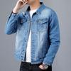 Весенняя мужская повседневная хлопковая джинсовая куртка классического стиля, модная тонкая стираная ретро-синяя джинсовая куртка, мужская брендовая одежда больших размеров