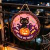 Indoor Wall Hanging Vintage Wooden Halloween Welcome Door Hanger, Pumpkin Ghost Skull Witch Front Porch Decoration Sign, Farmhouse Decor for
