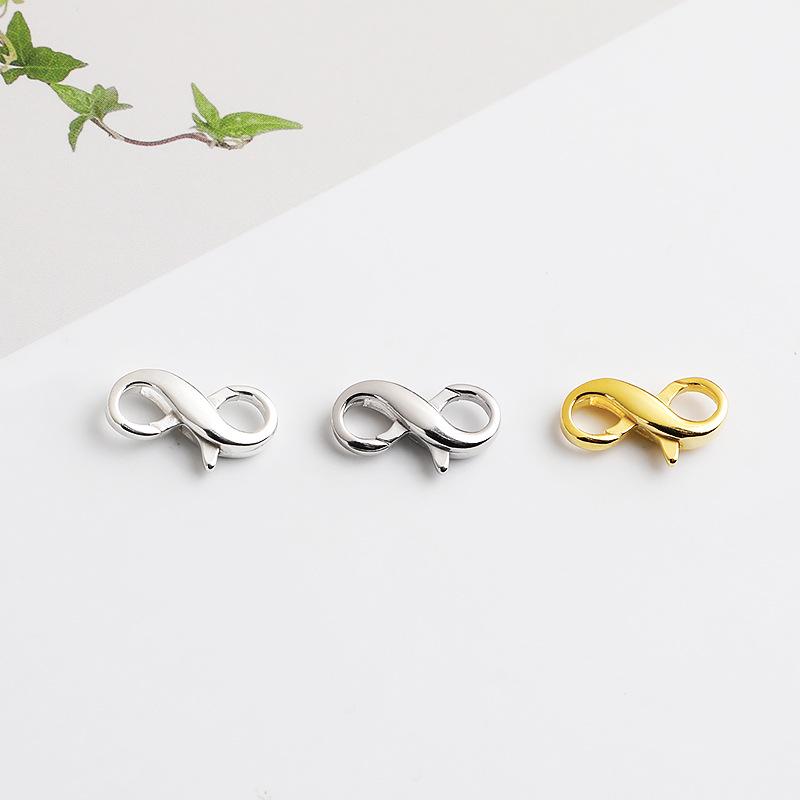 Gold-Plated S925 Sterling Silver S-Hook Figure 8 Spring Clasp for DIY Bracelet/Necklace, Double Ring End Clasp Connector.