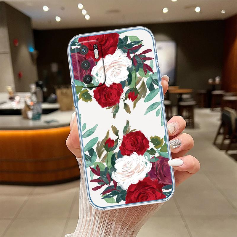 NH24 Flowers rose Pink Transparent Phone Case for Samsung Galaxy A04 A04S A14 A23 A34 A54 M23 M33 M52 M53