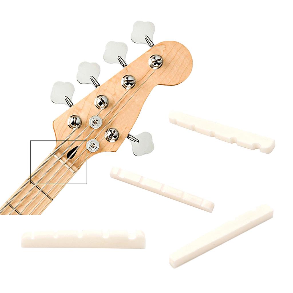 Pre-Slotted Bass Nuts Real Slotted Bone Nut Saddle for 5 String Bass Electric, Acoustic, Classical Guitar Durable