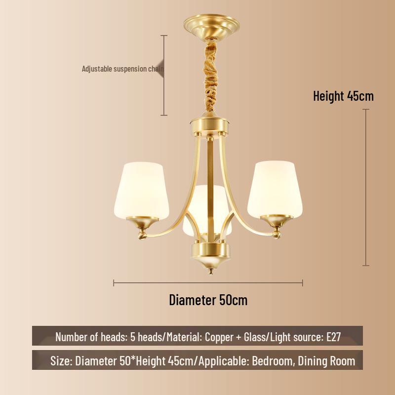 All-Copper Modern Minimalist Luxury Chandelier for Living Room, Bedroom, Study, or Restaurant