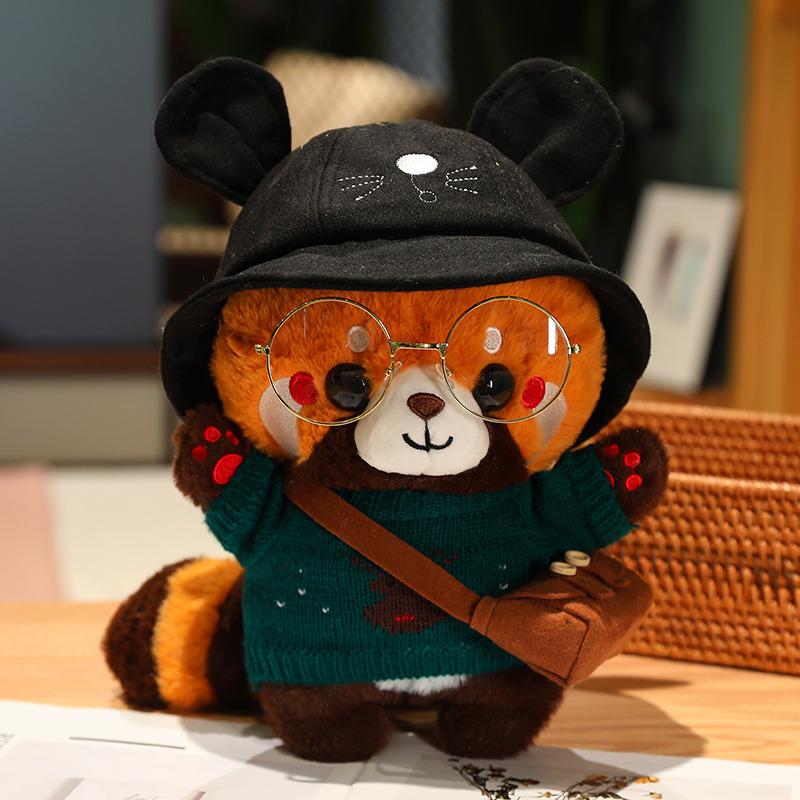 30cm Cute Raccoon Into Red Brown Red Panda Dress Up Plush Toy Plush Animal Soft Pillow Birthday Gift for Children