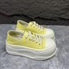 Casual minimalist soft leather thick sole heightened 2026 spring new big head bread shoes versatile casual board shoes