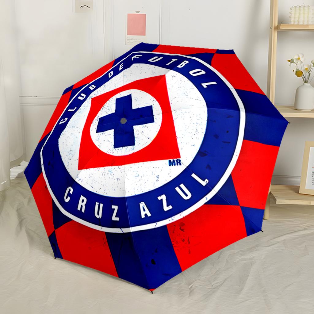 Автоматический зонт Cruz Azul с гербом футбольного клуба Прочный стержень с 8 ребрами Компактный дизайн для женщин/мужчин Элегантный женский зонт Идеальный подарок для друзей и семьи