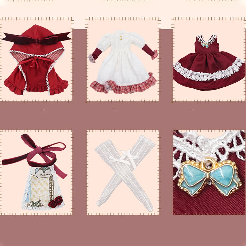 Rakulifey Наряд для Блайз Платье Костюмный набор для Нео Блайз Наряд горничной Красный Кукла Обитсу 24