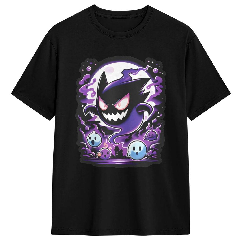 Pokemon Gengar Big Face T-Shirt Beach Streetwear T-Shirts Cotton Trending Tee Shirt For Adult Short Sleeves Pattern Clothes